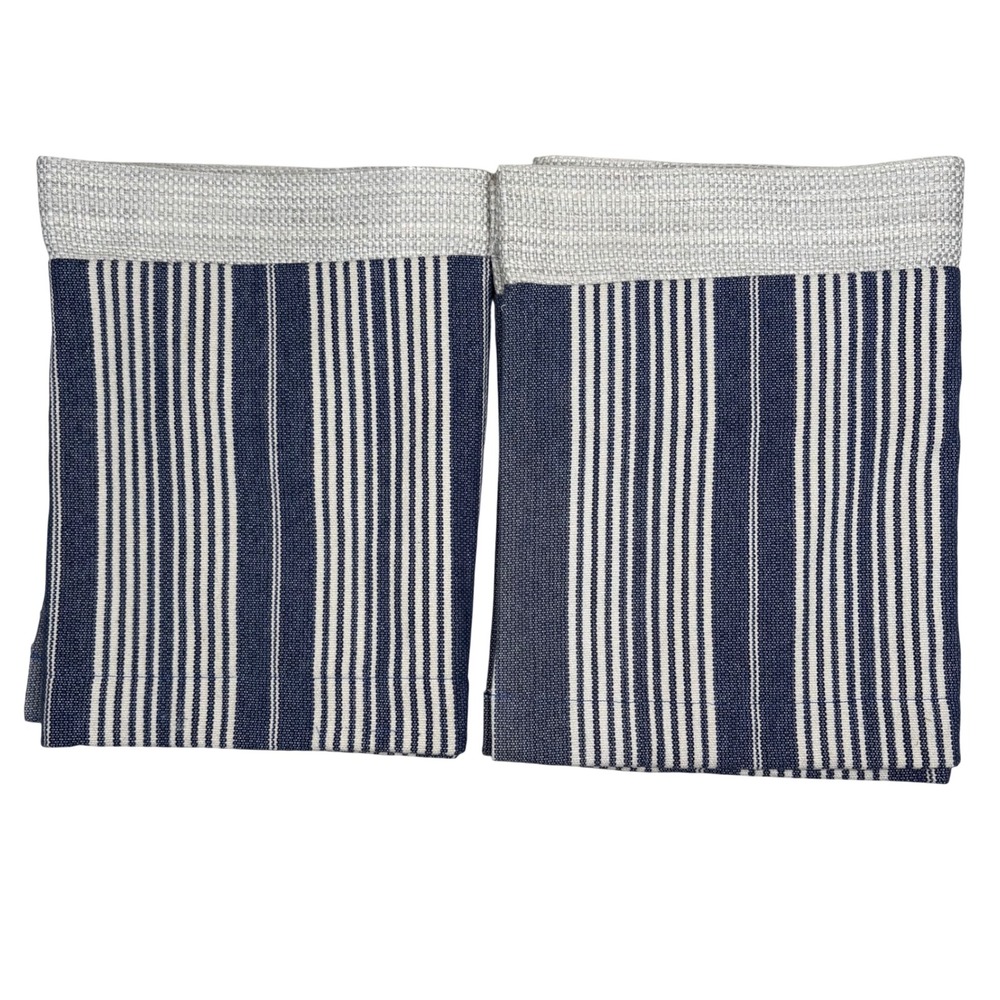 Pottery Barn Kids Valance Navy Blue Stripe Set of 2‎ Nautical 62x50 inch each